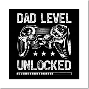 Mens Dad Level Unlocked  Video Gamer Father's Day Posters and Art